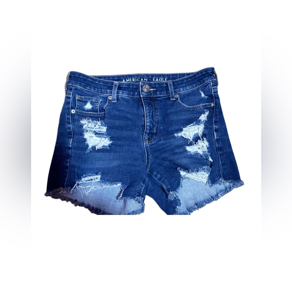 American Eagle Outfitters Blue Distressed Jean Shorts